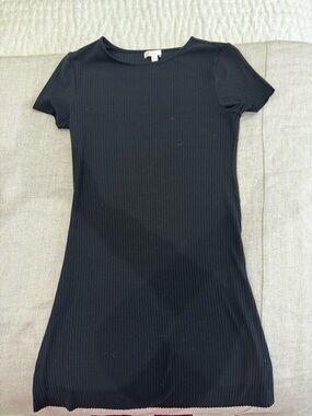 GB Girls Black Ribbed Short Sleeve Dress
